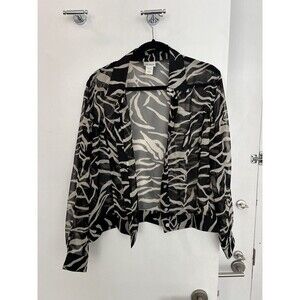 NICOLA Black & White Zebra Striped Top - Sz L Y2K Trendy
